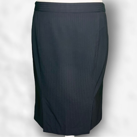 Theory Black Striped Wool Blend Split Hem Pencil Skirt Size 8 - Picture 9 of 14